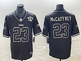 Men's San Francisco 49ers #23 Christian McCaffrey Black With 75th Anniversary Patch Football Stitched Jersey,baseball caps,new era cap wholesale,wholesale hats